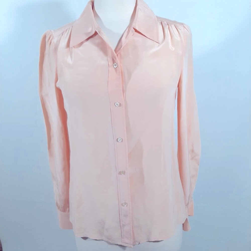 J. Crew blush pink silk blouse top 4